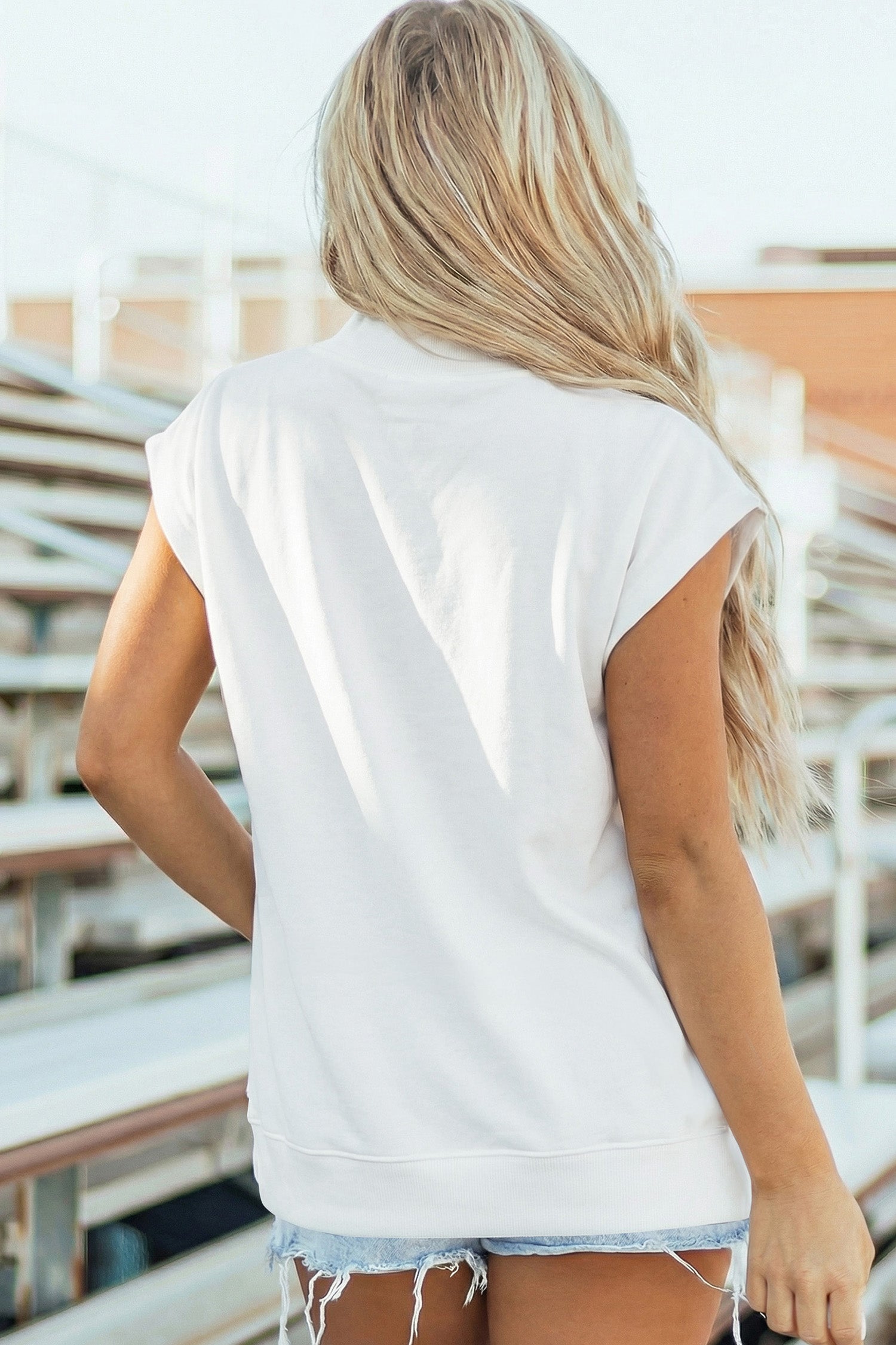 Everyday Chic | High Neck Cap Sleeve Top Relaxed Fit Blouse