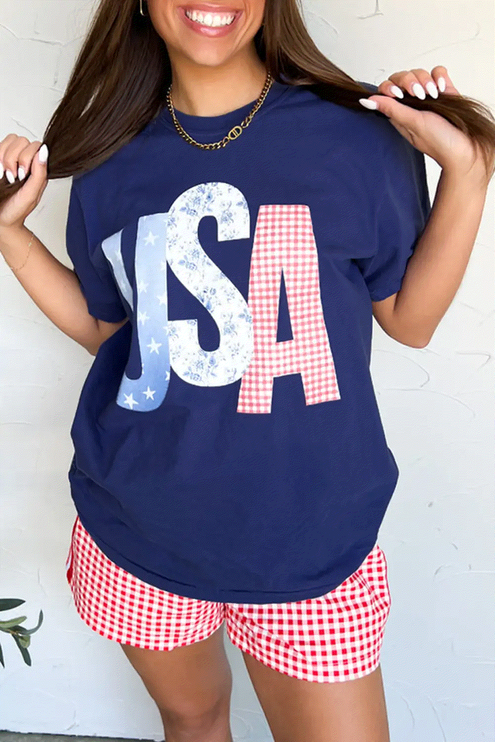 USA flag letters tee