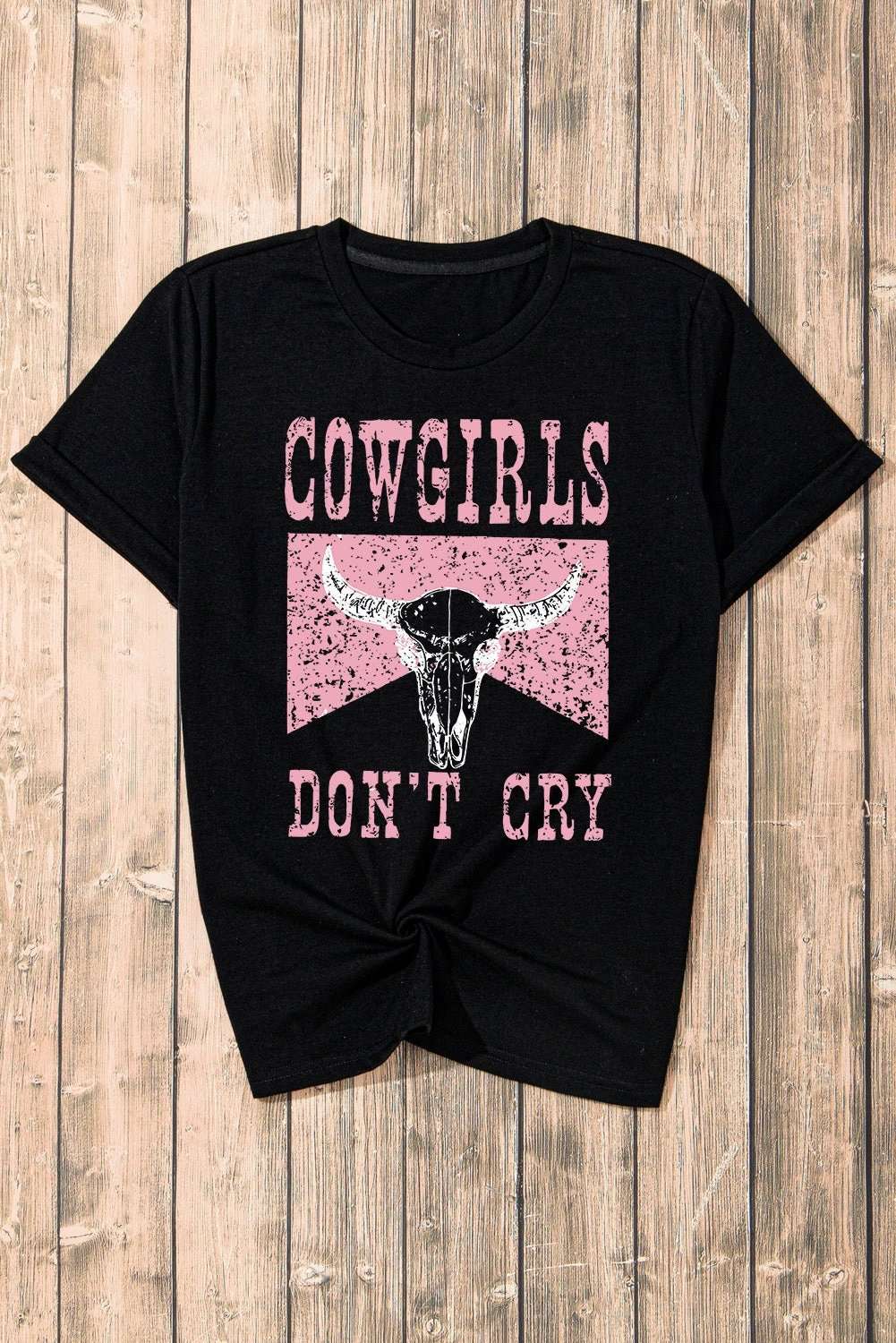 Western Graphic Tee with steer head cowgirl print short sleeve top
