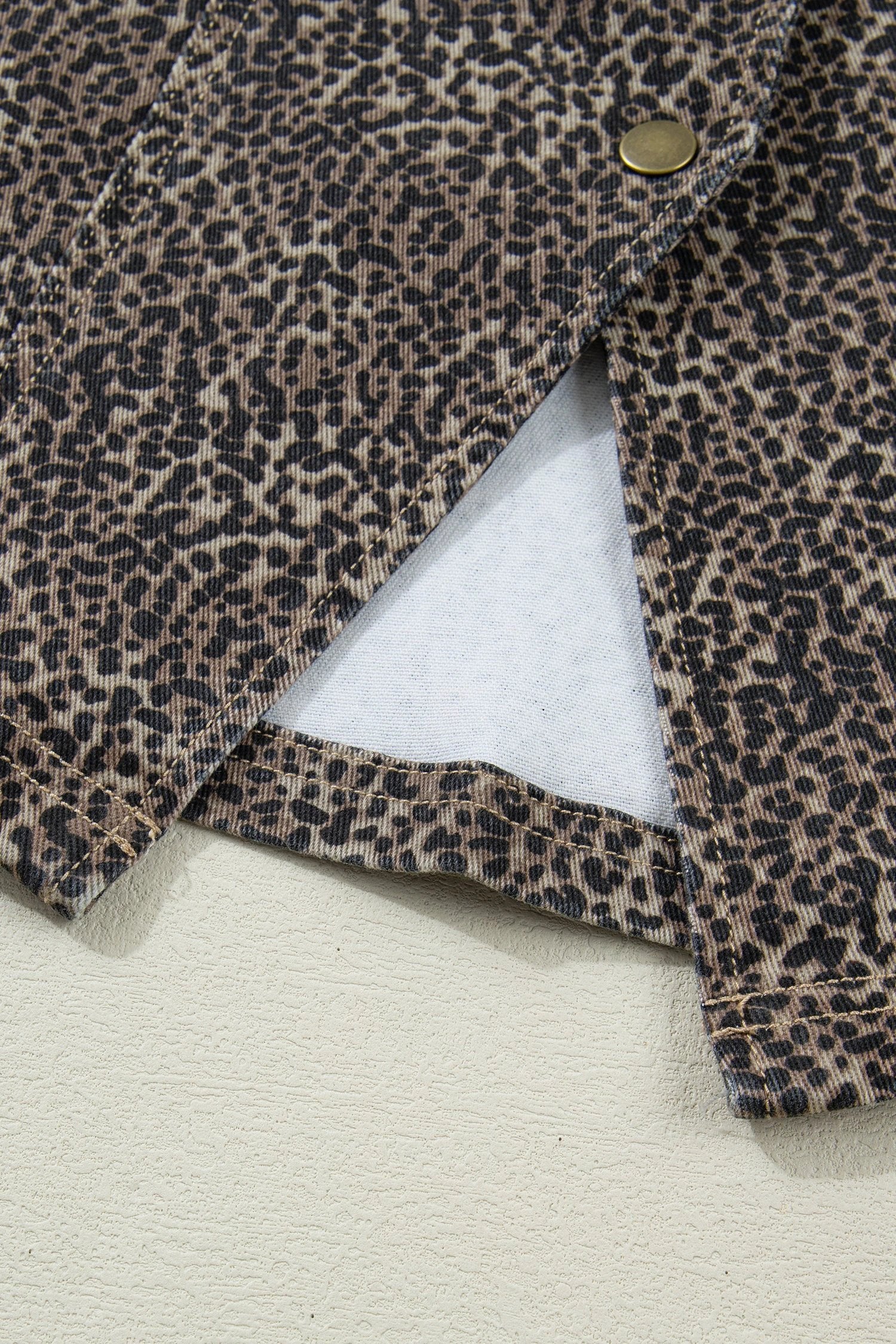 brown leopard print slim denim vest for women casual everyday outfit