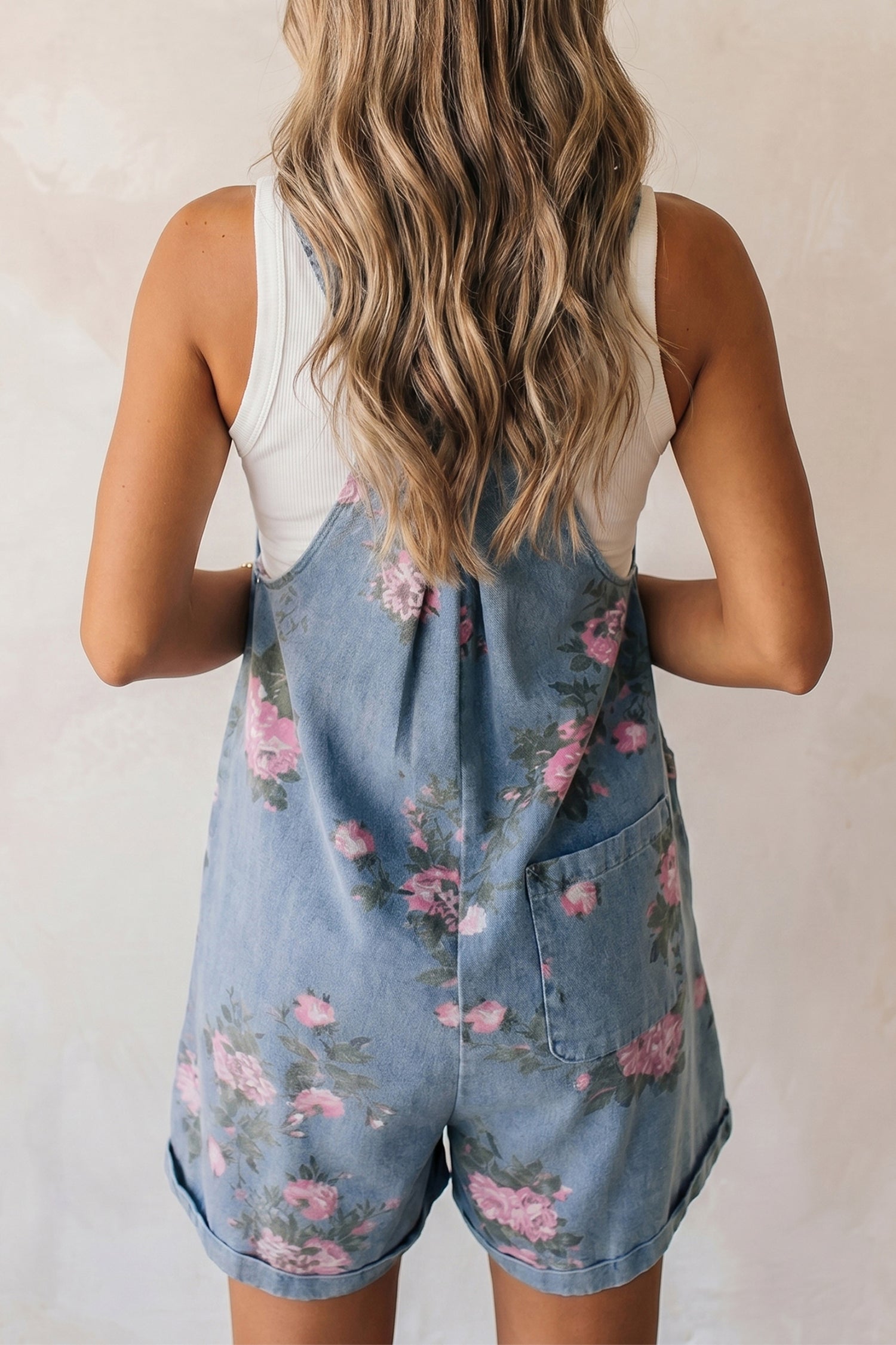 Effortless Boho Mom Vibe | Floral Print Denim Shortalls