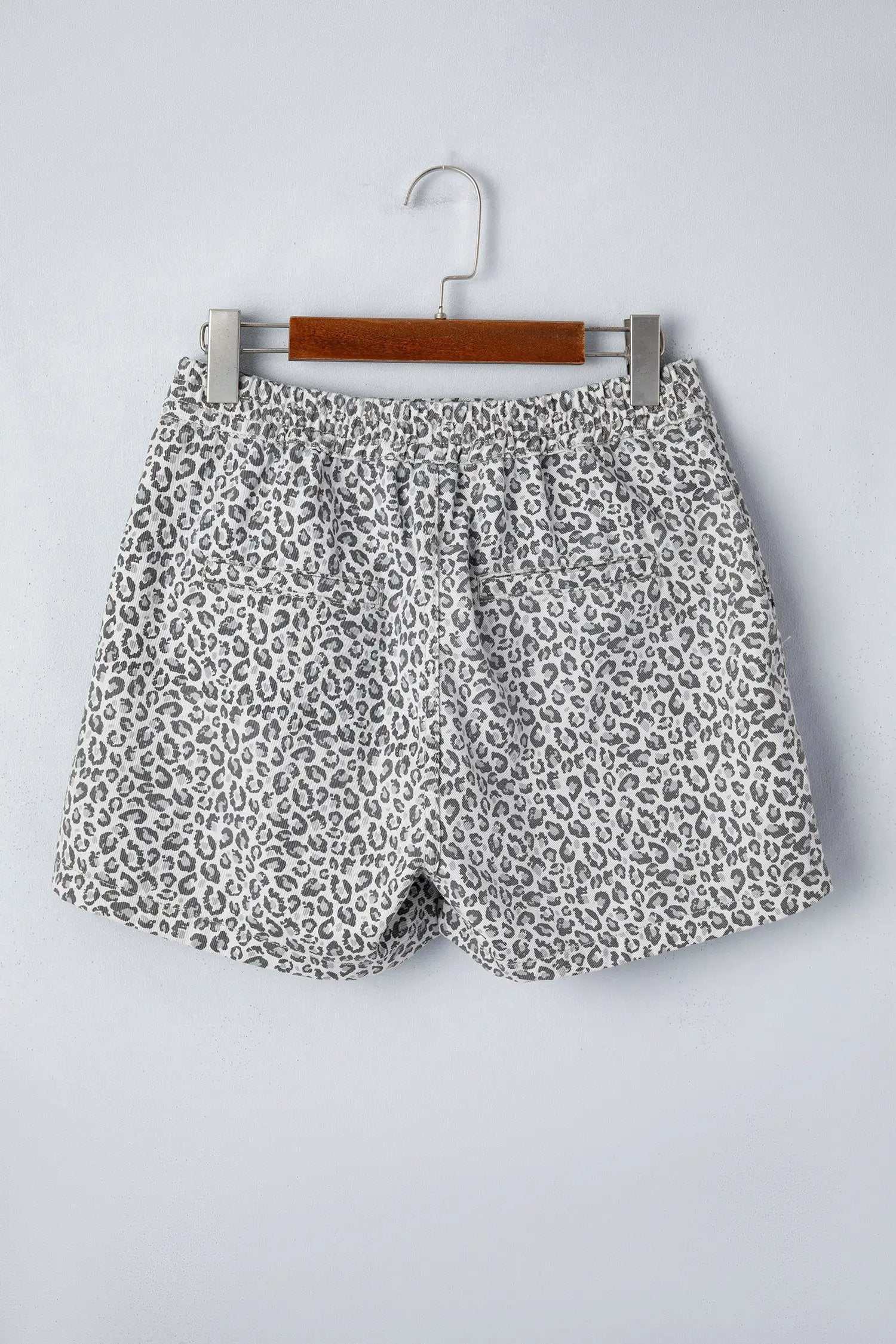 Leopard Print Denim Shorts with wrap front casual denim style