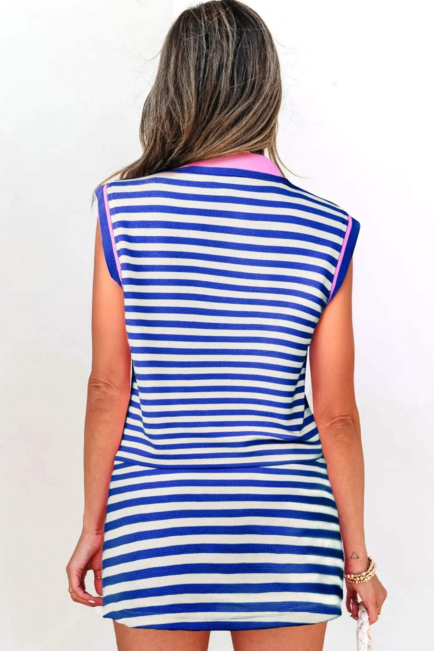  Textured stripe skort set 