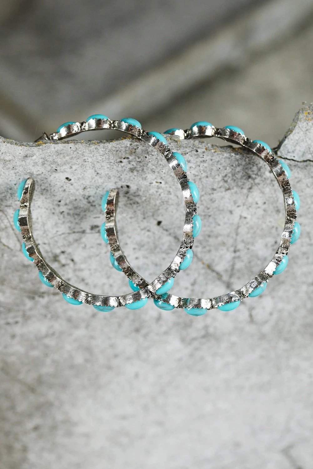 sky blue gem inlay retro c-shape earrings for women casual everyday outfit