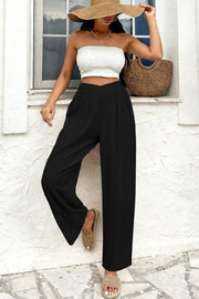 Textured Wide-Leg Pants