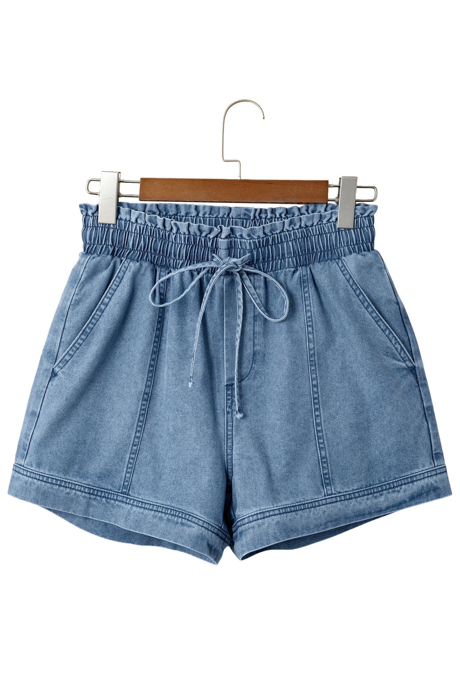 Smocked Denim Shorts | Elastic Waist High Rise Casual Style