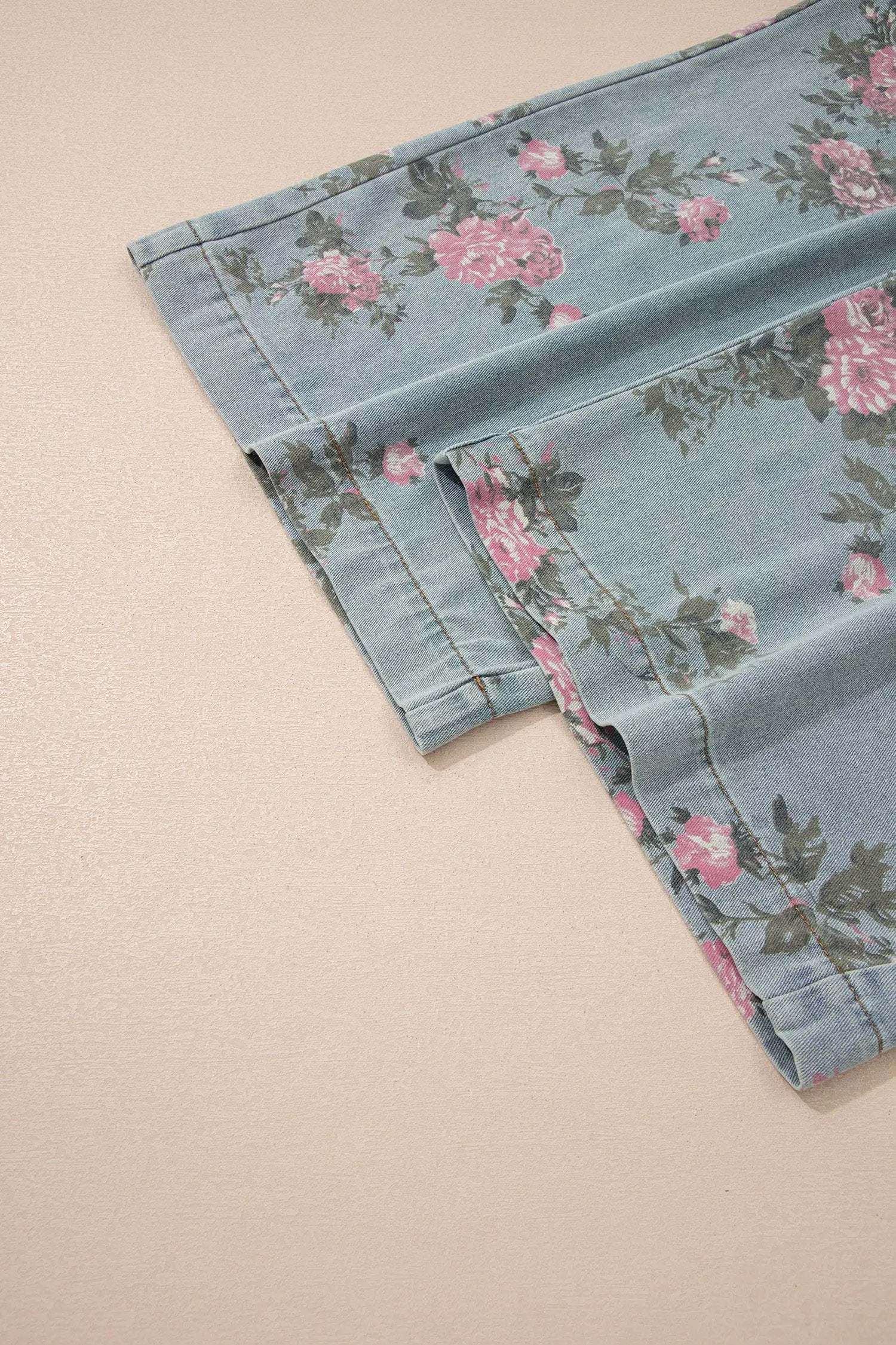 J&H Apparel Floral Print Pleated Denim Overalls - One-Pieces Bottoms/Jumpsuits & Rompers