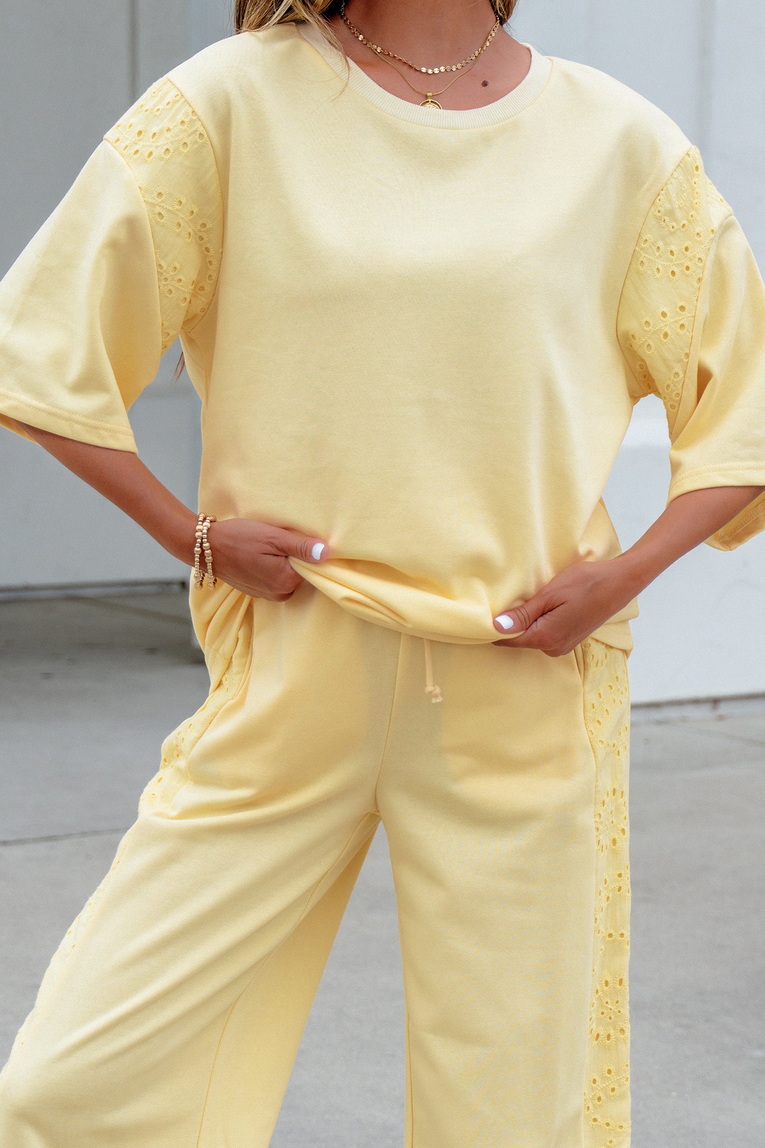 Patchwork Top and Elastic-Waist Pants — women's everyday pants | J&H Apparel