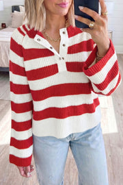 Stripe Striped Color Block V-Neck Long Sleeve Shift Sweater