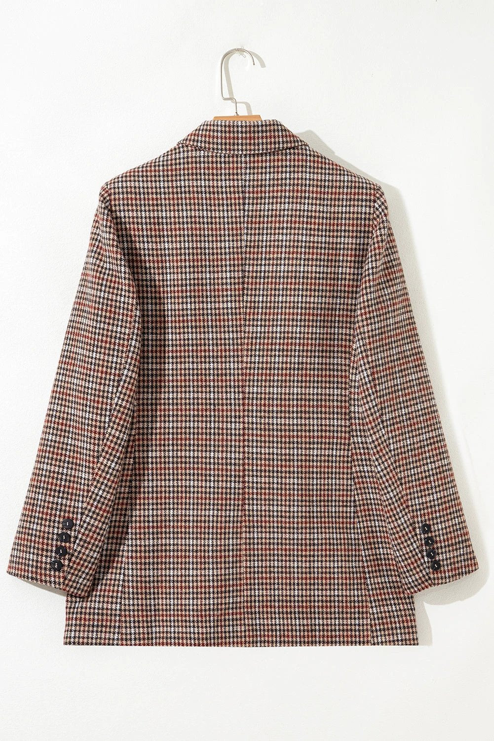 brown houndstooth lapel collar blazer for women casual everyday outfit