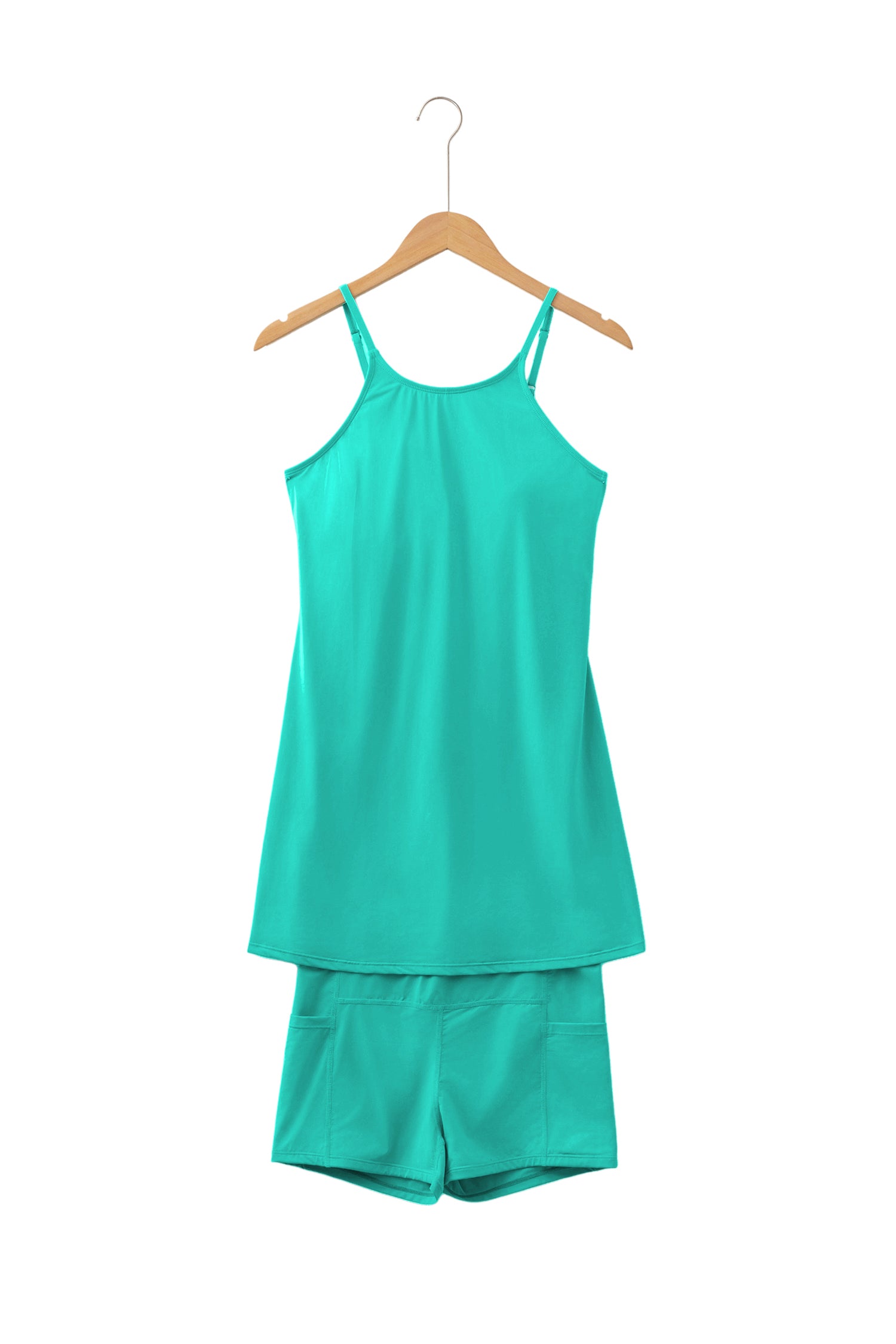 Solid Color Tunic Tank Dress Athletic Shorts Two-Piece Set — everyday dress for women | J&H Apparel