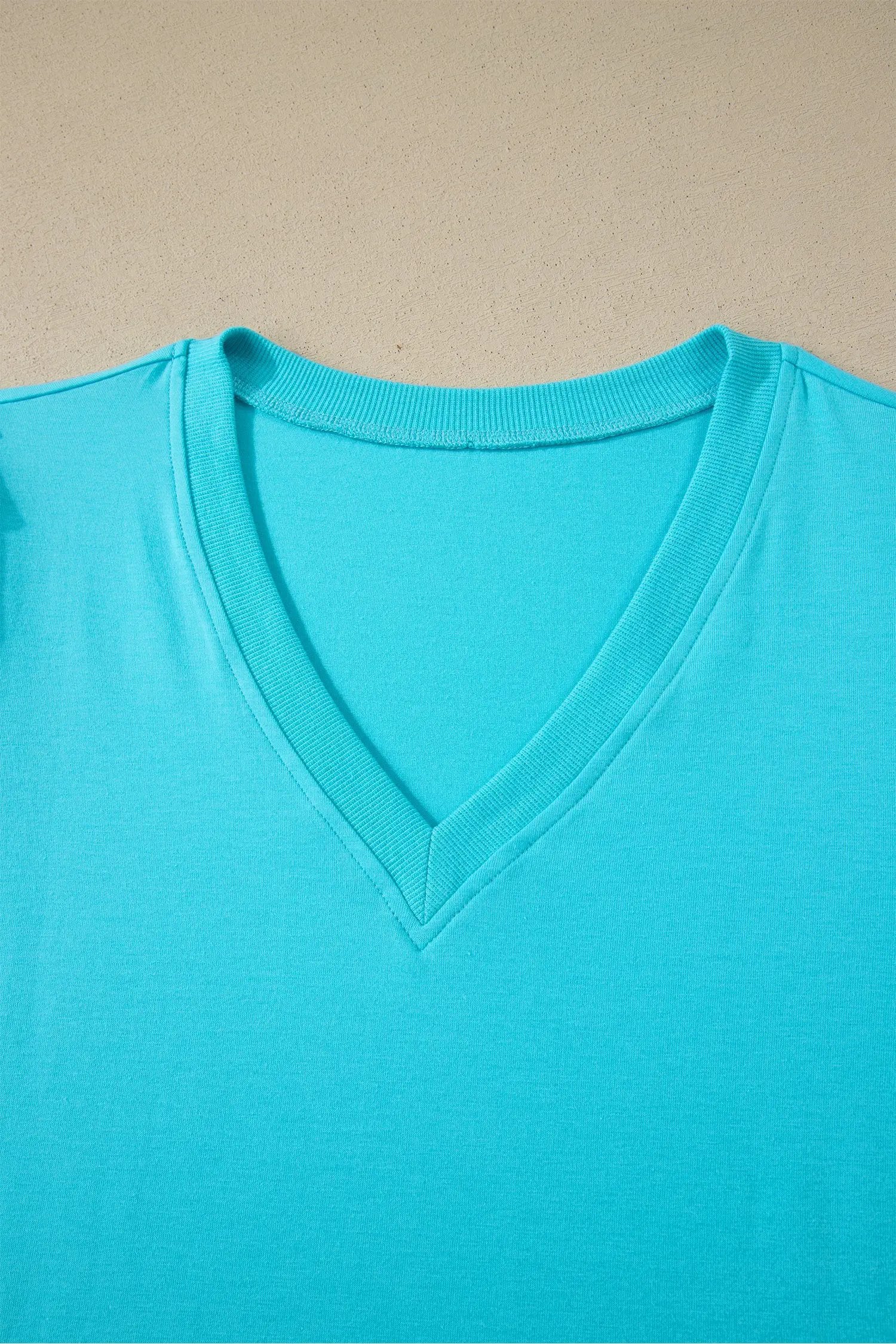 Dear-Lover Dropshipping Mint Green Solid Color V Neck Short Puff Sleeve Blouse - Blouses Tops/Blouses & Shirts