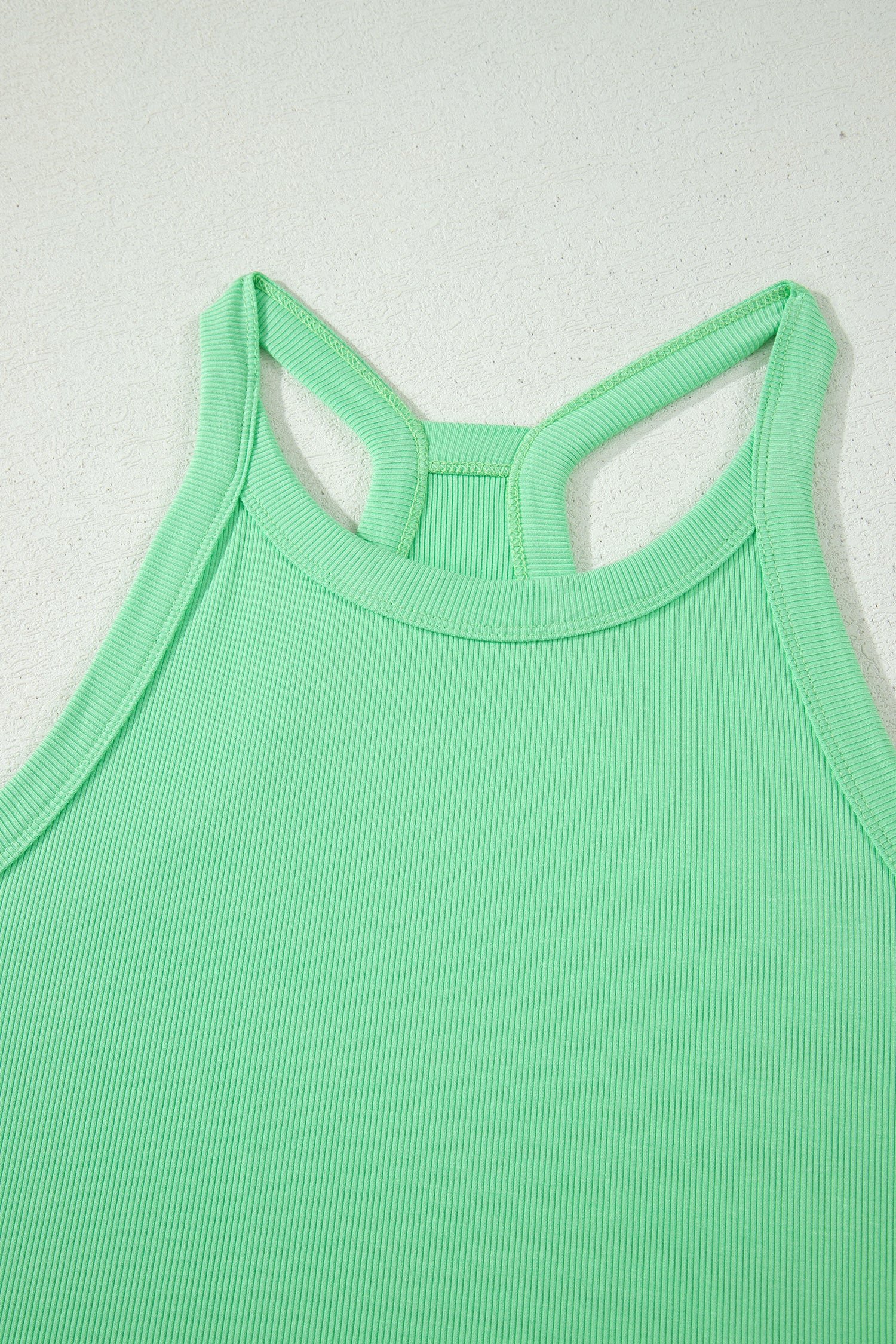 Ribbed Tank Top Shorts Set | Elastic High-Waist Outfit