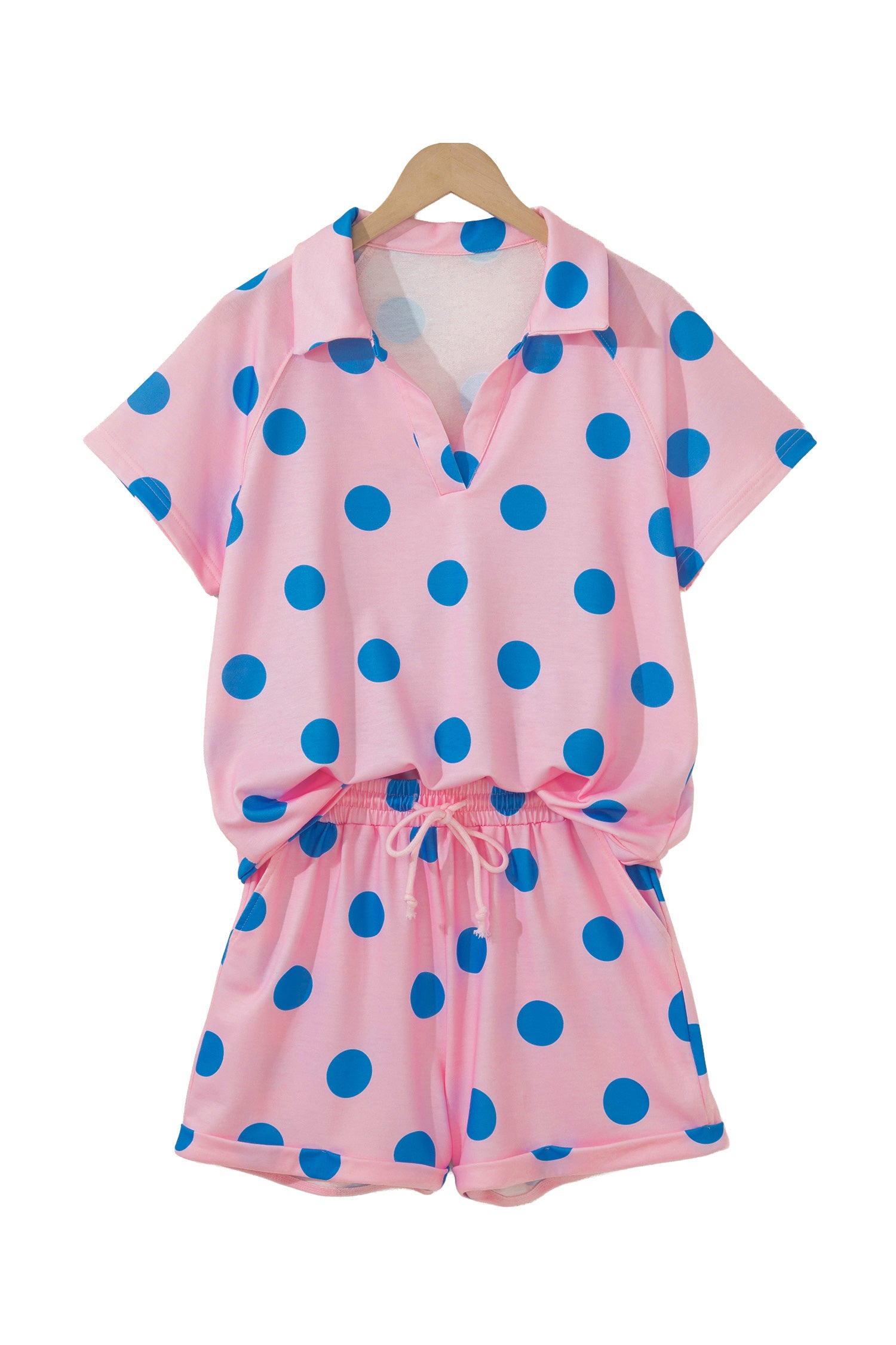 Polka Dot Tee Short Set | V-Neck Casual Outfit Set