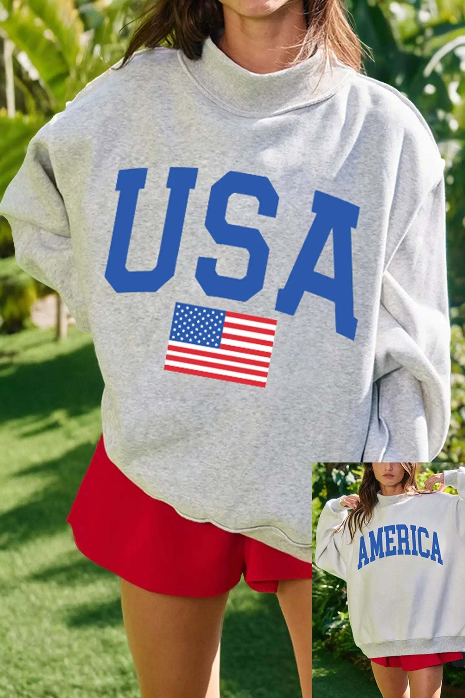 USA graphic sweatshirt | All-American Cozy Confidence -Stylish sweater