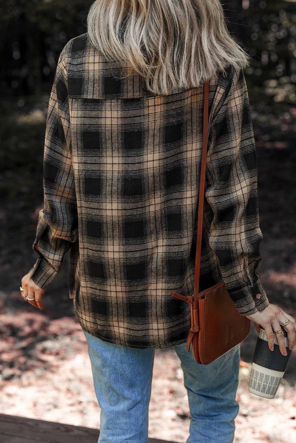 Retro plaid shacket with double flap pockets and brushed fabric in cozy, relaxed fit