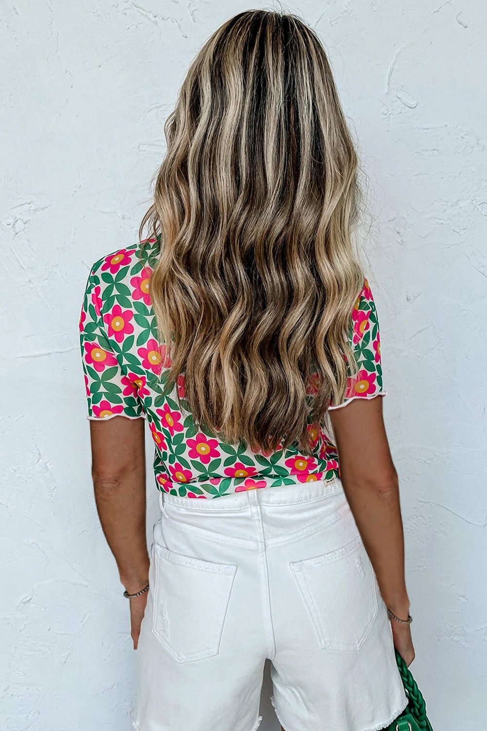 fiery red retro floral print crew neck t shirt for women casual everyday outfit