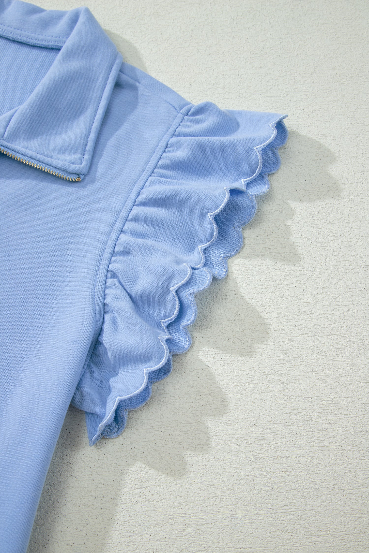 Ruffled Half Zip Short Set | Cozy Vacation Outfit