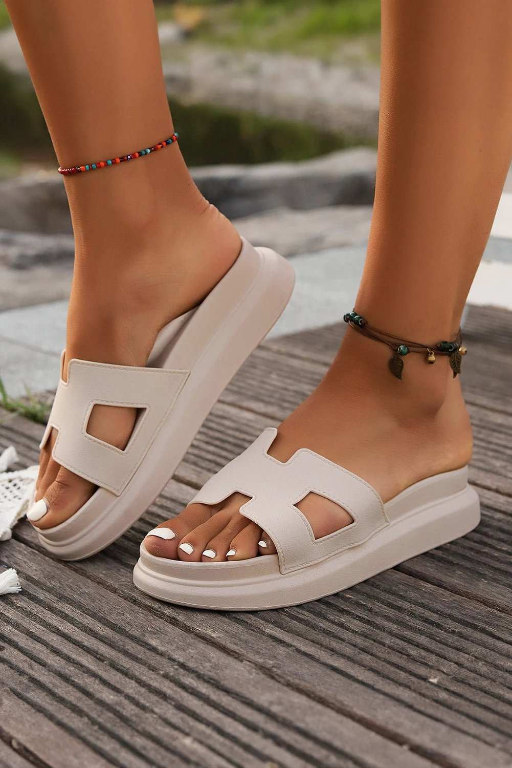 Open Toe Platform Sandals with cutout design and Mom Chic style