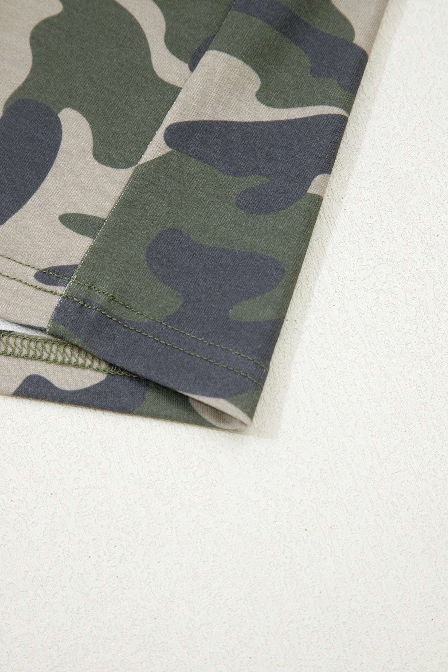 green tie elastic waist pocketed plus size camo shorts for women casual everyday outfit