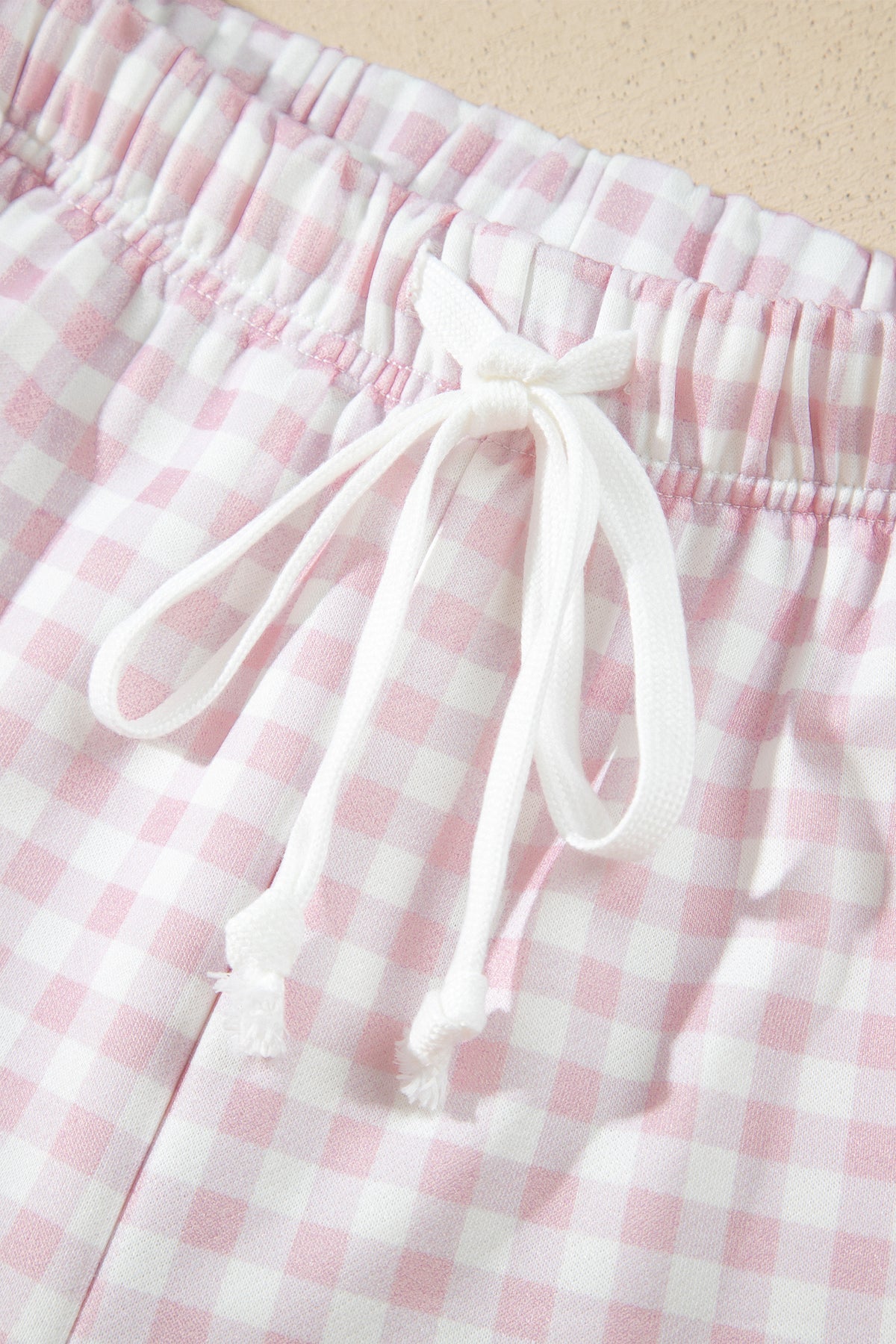 Plaid Baggy Pullover Drawstring Casual Shorts Two-Piece Set