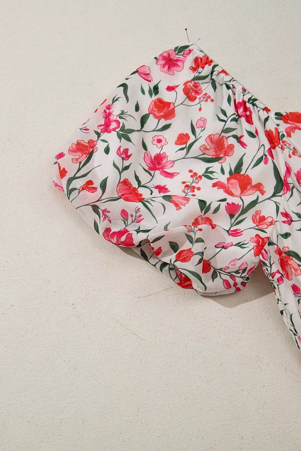 Plus size floral maxi dress with square neckline and puff sleeves in pink Garden Party Glow print