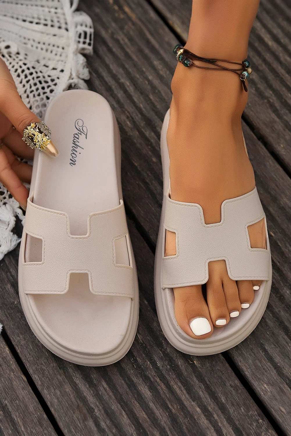 Open Toe Platform Sandals with cutout design and Mom Chic style