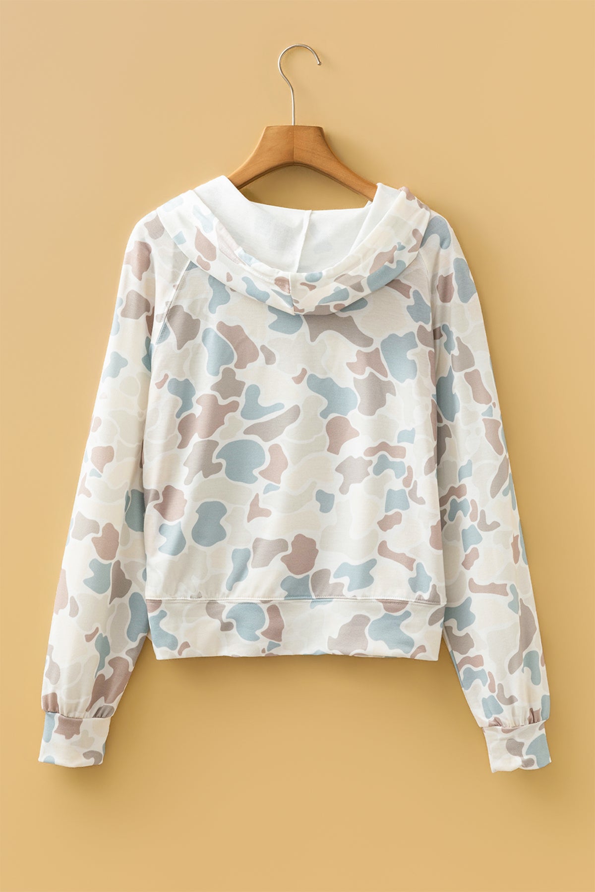 Camouflage Print Relaxed Drawstring Hoodie