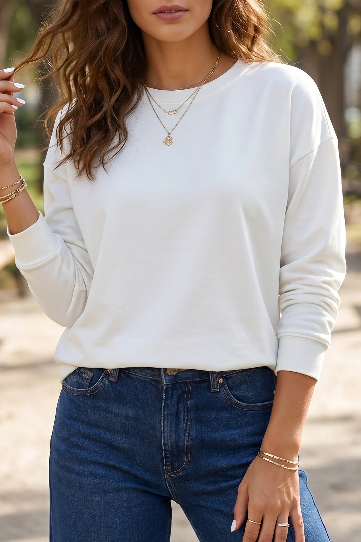 Solid Color Dropped Shoulder Long Sleeve Top — women's everyday top | J&H Apparel